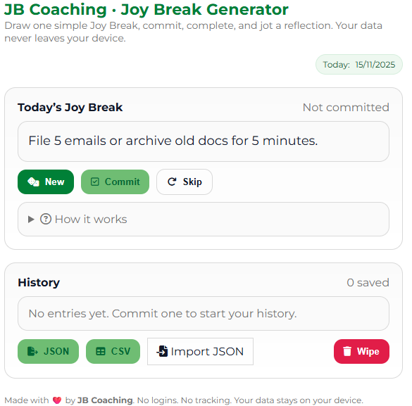 JB Coaching Daily Joy Break App